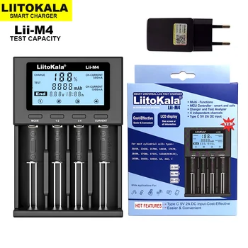 LiitoKala Lii-M4 18650 Nabíjačku LCD Displej Univerzálny Inteligentné Nabíjačky Test kapacity pre 26650 18650 21700 AA AAA atď 4slot 5V 2A
