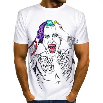 2020 Lete Klaun Biela Joker 3D Vytlačené T Shirt Mužov Joker Tvár Bežné Mužské Tričko Klaun, Krátky Rukáv Zábavné Tričká TopsXXS-6XL