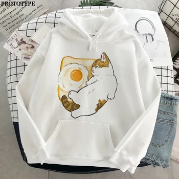 Kawaii Mačka Jeseň 2020 Oblečenie pre Ženy Plodín Top Potu Femme Nadrozmerná Roztomilý, Mikiny s Kapucňou, kórejský Streetwear Ženské Oblečenie