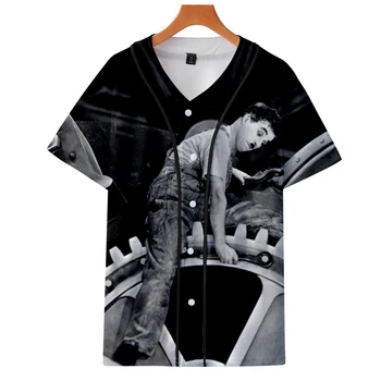 3D Chaplin Baseball Jacket Tee Bežné Mäkké Harajuku Lete Krátky Rukáv Hip Hop 2018 Nový príchod Fashion Tričko