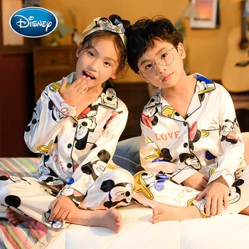 Karikatúra Disney Mickey Jeseň Zimné detské Pyžamo Tenké Kreslených Dievčat Dlhým rukávom Chlapec Cardigan Vonkajšie Nosenie Domáce Oblečenie