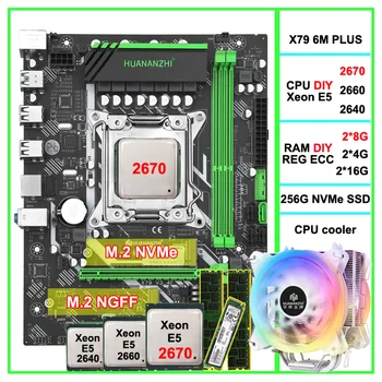 HUANANZHI X79 6M PLUS doska s dual M. 2 SSD slotu počítača DIY CPU Xeon E5 2670/2660/2640 s chladičmi pamäte RAM, 16 G(2*8G) RECC