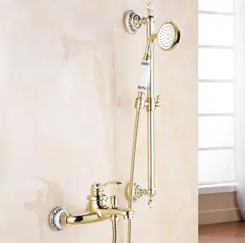 Kvalitné Zlaté sprcha kohútik, titanium gold bath & shower kohútik nastaviť kúpeľňa so sprchou kohútik, úsporu vody, vaňa, batérie,