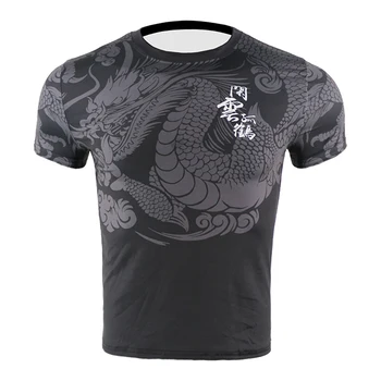 Black Dragon Žeriav Priedušná Šport Beží T-shirt Vonkajšie Športové Tričko Gym Fitness Cvičenie Tričko mužov Jogging Školenia Oblečenie