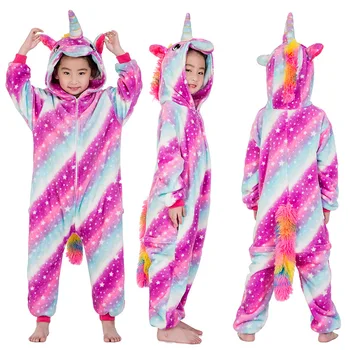 Nové Pyžamá Deti Deti Jednorožec Pyžamo Cosplay Pijamas Pre Chlapcov, Dievčatá Flanelové Onesies Steh Pijamas Anime Panda Sleepwear