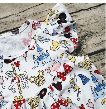 Dievčatá v Lete Najnovšie Dizajn, Módne Bežné Flutter Šaty Detí Mickey Šaty