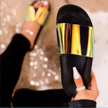 Nové 2020 Módne Letné Ženy Sandále Jasné, Topánky Slip-On Jelly Topánky Bling Dámy Ploché Plážové Sandále Vonkajšie Dovolenku List