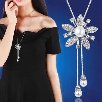 Hnuteľný Kvet Náhrdelníky pre Ženy Móda Simulované Perlový Náhrdelník Prívesok Šperky, Luxusné Golier Mujer kórejský Štýl Strana Darček