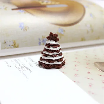 10Pcs Sladké 3D Čokoládová Torta Vianočné Dekorácie, Remeselné Živice Cabochon Miniatúrne Falošné Potravín Diy Mini Hračka domček pre bábiky Príslušenstvo