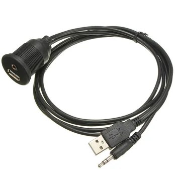Auto Loď Dash Flush Mount USB Port, 3,5 mm AUX, USB Predlžovací Kábel Viesť Montážny Panel pre Slúchadlá Male Jack Flush Mount Adaptér