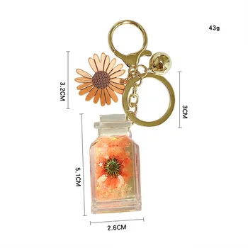 Kreatívne Kvetinové prívesok na Quicksand Keychain Kvapaliny Plávajúce Fľaša Roztomilý Keyring Batoh Prívesok Kľúčenka pre ženy K104