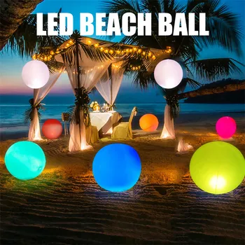 Zábavné Nafukovacie Svetelná Guľa PVC Balón Diaľkové Ovládanie Žiariace Gule Vonkajšie LED Beach Ball pre Bazén Záhrada