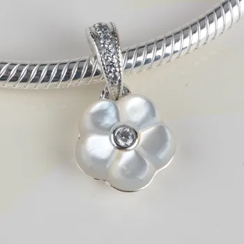 Matka Pearl & CZ Kvetinový Prívesok Charms Pôvodné 925-Sterling-Strieborná Deň matiek, Kvetinové Šperky Nosenie Značky Náramok