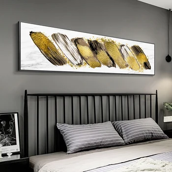 Abstrakt banner nočná modrá zlaté plátno maľovaní plagátov a tlač, moderné nástenné art obraz pre obývacia izba, spálňa domova