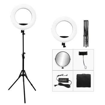 Black Yidoblo FS-480II Led Prsteň Svetla Kit Selfie make-up Lampa 18-palcové Fotografie Osvetlenie 48W Led Video Studio Svetlo 3200K-5500K