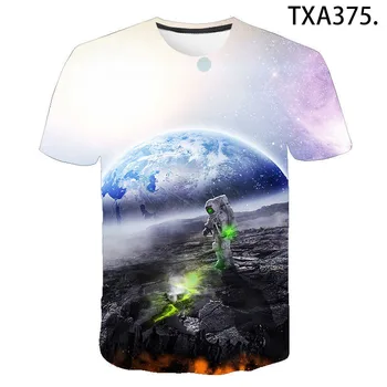 Letné sci-fi Astronaut 3D T shirt Chlapec Dievča Deti Streetwear Módy Muži, Ženy, Deti Vytlačené T-shirt Pohode Topy Čaj