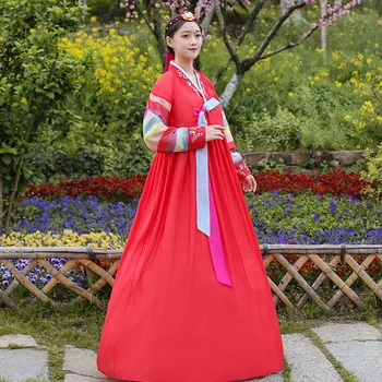 Tradičné Kórejské Oblečenie Elegantné Súd Národnej Hanbok Dlhý Rukáv Princezná Šaty Výšivky Party Stage Tanec Kórejský Hanbok