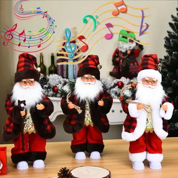 Vianočné Dekorácie pre Domov Nový Rok Deti Bábiky Hračky Novinka Tvorivé Biele Nohy so Svetlami, Hudba Kyvné Santa Natal