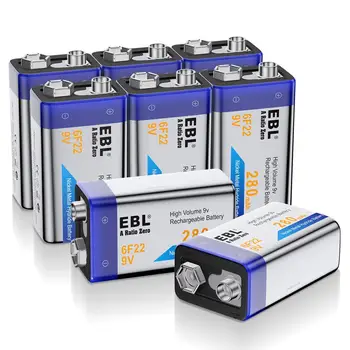 EBL 9V Batéria 280mAh Nabíjateľná Batéria 9 V, Li-ion Batérií Pre mikrofón, bezdrôtový mikrofón alarm