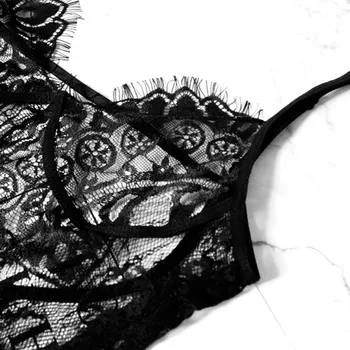 2020 Ženy Sexy Sleepwear Krajky Čiernej Bielizni Remeň Nastaviť Sleepwear Noc Šaty Backless Pyžamo Nightgown Nighty Sady J60
