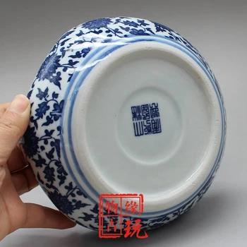 Čínske staré porcelánové modré a biele porcelánové Kefa umývanie