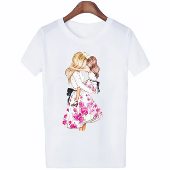Veľká Veľkosť S-5XL Matka A Dcéra T Shirt Rodiny Zodpovedajúce Oblečenie Krátky Rukáv O-krk Rodiny Zodpovedajúce T-shirts Oblečenie