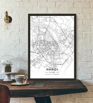 Hanoj Ho Chi Minh City, Vietnam Mapu, Plagát