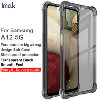 Imak Mäkké Silikónové Shockproof do Rohu Airbag obal pre Samsung Galaxy A12 A32 5G TPU Prípade, Šedá Shell + Screen Protector