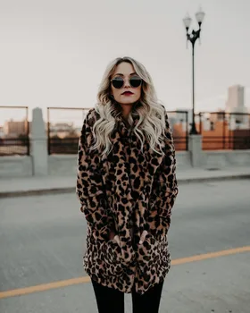 Bella filozofia Ženy, Nové Zimné Umelé kožuchy Vintage Leopard Žena Voľné Teplé Kabáty Ulici Lady Zviera Tlače Hrubé Outwears