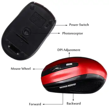 Prenosné 2,4 GHz Bezdrôtová Optická Myš, USB Prijímač Pro Hráč Počítačovej Myši Tichý Ploche Herné Bezdrôtová Myš pre Notebook