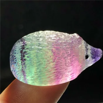Prírodné quartz vyrezávané drahokam rainbow fluorite ježko pre Liečivé kryštály dekorácie
