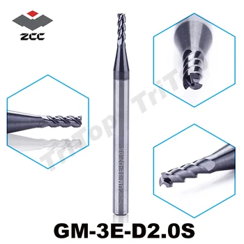 5 ks/veľa ZCC GM-3E-D2.0S Spekané Karbidy 3 flauta splošteného hlavovej mlyn s rovnou D4.0 ramienka všeobecné frézovanie Tenké ramienka