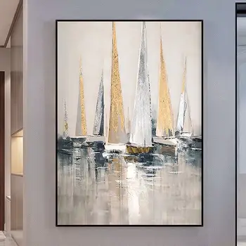 Móda domáce Dekorácie Ručne maľované Moderné Abstraktné plátno Olej Obrazy Abstraktné zlato olejomaľba obrázok Obývacia Izba