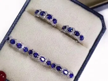 Reálne a Prírodných Sapphire krúžok 925 sterling silver Jemné handworked šperky Prst krúžky