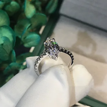 2020 nový klenot-nastaviť rozšírené v tvare diamantu šesť-stranný krúžok dámy roztomilý romantické kúzlo štýl zásnubný diamantový prsteň