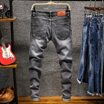 2019 nové pánske chudá džínsy módne Slim ležérne pánske džínsové nohavice jogging strečové pánske denim ceruzka nohavice, Džínsy de hombre