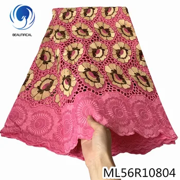 Afrika bavlna Čipky, Výšivky Nigéria Čipky Tkaniny Swiss Voile Čipky 5 Dvore 2020 Čipky Textílie ML56R108/ML56R107