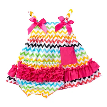 Detská Baby Girl Letné Oblečenie Rainbow Oblečenie Sady Prúžok Vesta Topy + Prehrabať Pp Šortky Detské Oblečenie Pláži Oblek