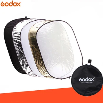 Godox 5 v 1 90*120 cm Pozadí Rada Kolo Obdĺžnik Reflektor Skladacie Osvetlenie Difúzor Disk Čierne Striebro Zlato Biele