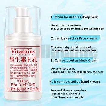 100g Vitamín E Hydratačné Mlieko na Tvár Krk Krém Chráni Ruky, Nohy Od Popraskané Hrubý