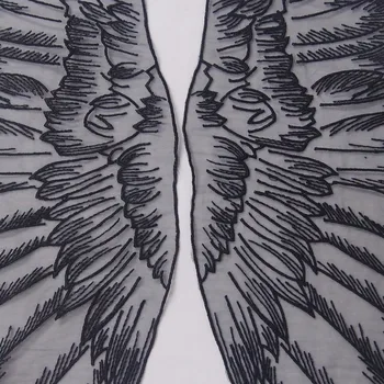 LASUI 3pairs=6 ks white a black Angel Wings Organza Čipky nášivka DIY Šaty príslušenstvo 0024