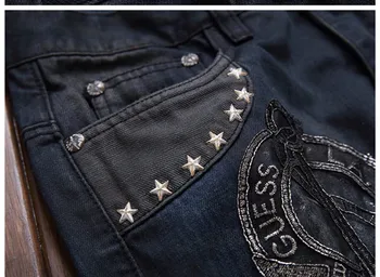 Nové Módne Značky Európskeho Americký Štýl black mužov džínsy luxusné pánske bežné džínsové nohavice Otvor Slim Rovné džínsy pre mužov
