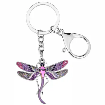 WEVENI Smalt Zliatiny Drahokamu Kvetinový Dragonfly kľúčenky Krúžky Taška Auto Kabelku Dekorácie Keychain Šperky Pre Ženy Charms Darček