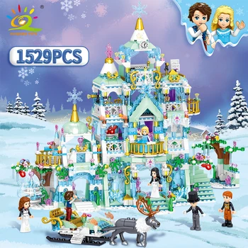HUIQIBAO 1529PCS Princezná Magické Ice Palace Stavebné Bloky Priateľmi Série Pre Dievčatá Údaje Hrad Dom Tehly Deti Hračky