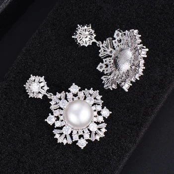Missvikki Nádherný Snow Flower Prívesok Náušnice Luxusné Trendy pre Ženy, Exkluzívna sanita, s pearl Full CZ Vysokej Kvality