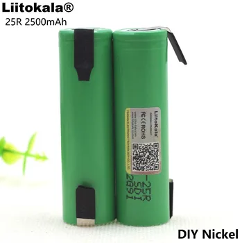 3KS Liitokala 18650 25R 2500mAh lítiové batérie, 20A kontinuálne vypúšťanie výkonové elektronické batérie +DIY Nikel listov