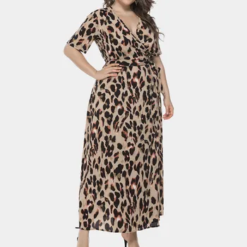 Womail šaty žena Lete Plus Veľkosť Leopard Tlač tvaru Krátky Rukáv Šaty Slim strany Ležérne módne Denne NOVÉ 2019 A26