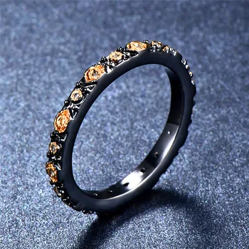 Bamos Vintage Yellow Kamenný Kruh, Módne Čierne Zlato Vyplnené Šperky, Módne Cubic Zirconia Prstene Pre Ženy Módne Svadobné Šperky