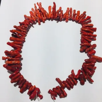 JYX Vlastné náhrdelník Nepravidelný Červený Korál Korálky Voľné String Strandswith sponu 40 cm