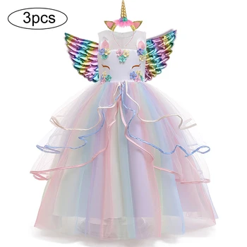 2021New Baby Dievčatá Zdobiť Vianočný Pstruh Princezná Šaty Letné Narodeninovej Party Šaty Jednorožec Cosplay Vykonávať Kostým 3 -14 Rok